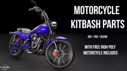 Hard surface Motorcycle KitBash parts 3D model