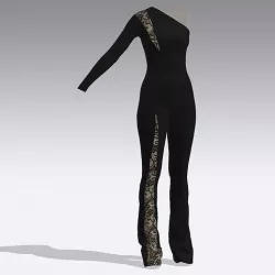 JUMPSUIT BLACK LACE SLIT ONE SHOLDER 3D model