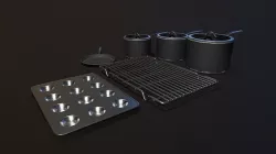 Kitchen Assets - Pots Pans etc Low-poly 3D model