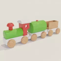 little child wood train toy  Low-poly 3D model
