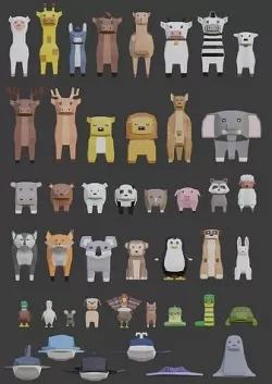 Low poly animals set Low-poly 3D model