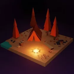 Low-poly Autumn camp Low-poly 3D model