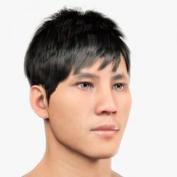 Male Head with Hair Sculpt 3D model