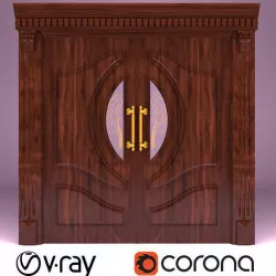 Maral wooden lobby door Low-poly 3D model