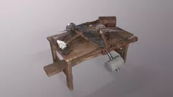 Medieval Table-Saw-Hammer-Pickaxe Rusty Low Poly 3DModel  Low-poly 3D model