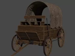 Medieval Wooden Old Cart 3D model