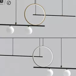 Minimalist Globes with LED Ring Kitchen Island Branch Chandelier 3D model