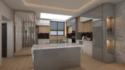 Modern interior living room kitchen TV Wall 3D model