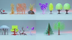 Mystical low poly trees collections Low-poly 3D model