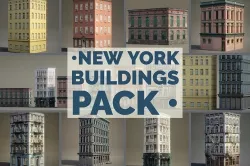 New York Background Buildings Pack Low-poly 3D model