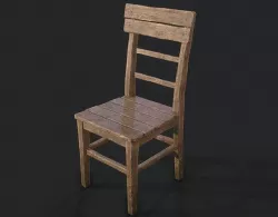 Old Wooden Chair Low-poly 3D model