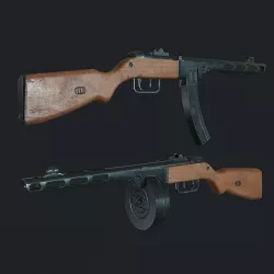 PPSh-41 and PPSh-42 Low-poly 3D model