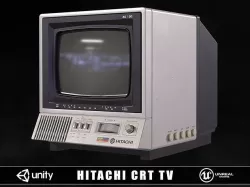 Retro 80s Hitachi CRT TV Low-poly 3D model