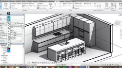 Revit modern kitchen cabinet families 3D model