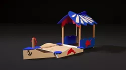 Sandbox boat with a house 3D model