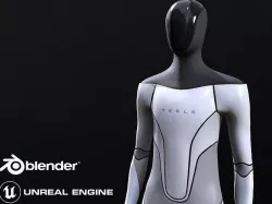 tesla bot Low-poly 3D model