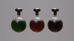 Three Potion Vials with Steel Stoppers 3D model