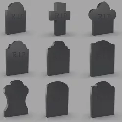 Tombstone are a set of nine models Low-poly 3D model