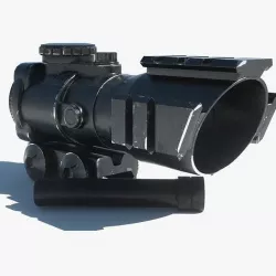 Weapon Set Collimator Scope and Silencer HP 3D model