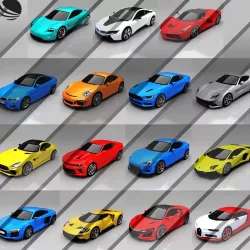 15 Models Car Low-poly  3D model
