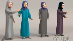 4x Arabic real cloth simulation loop animated girls 3D model