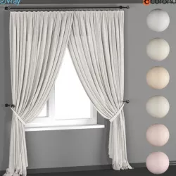 A set of light curtains of flax with pickup in six colors 3D model