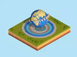 Cartoon Low Poly Universal Studio Globe Landmark Low-poly  3D model