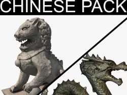 Chinese statues pack Low-poly  3D model
