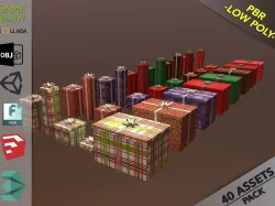 Christmas Gift Box Pack1 Low-poly  3D model