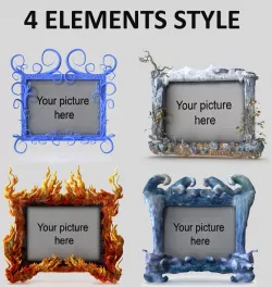 Four elements style picture frames Low-poly  3D model