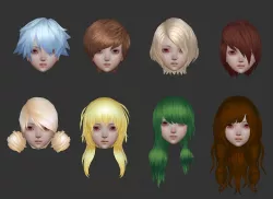 hair hair style girl short hair cape pig-tail knot dye short Low-poly  3D model