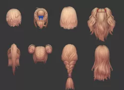 hair hair style girl short hair long hair dye Low-poly  3D model