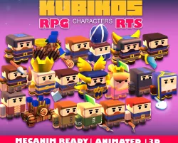 KUBIKOS - RPG - RTS 20 Animated Cube Mini Units Low-poly  3D model