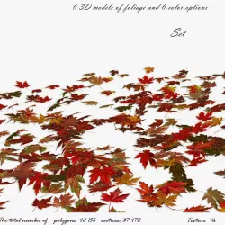 Leaf maple saccharinum silver Low-poly  3D model