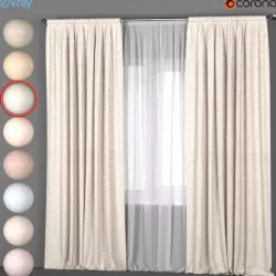 Light curtains in eight colors with white tulle 3D model