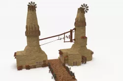 Medieval Windmill Environment Low-poly  3D model