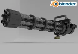 Minigun and Drill Low-poly  3D model