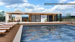 modern house with swimming pool and fireplace 3d model exterior Low-poly  3D model