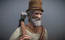 Peasant Villager Old Man Low-poly  3D model