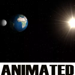 Planets  Earth Moon  Sun  animated 3D model