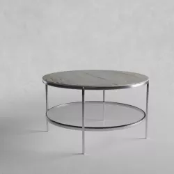 Sofatable marble steel round 3D model