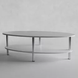 Sofatable oval wood white 3D model
