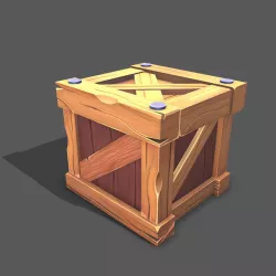 Stylized wood box  Low-poly  3D model