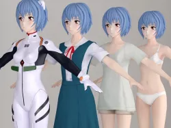 T pose nonrigged model of Rei Ayanami anime girl 3D model