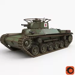 Tank Type 97 Chi Ha Green Japan Corona 3D model