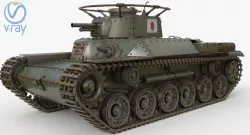 Tank Type 97 Chi Ha Green Japan Vray 3D model
