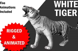 White Tiger with animation Low-poly  3D model