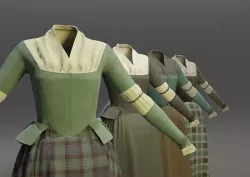 1700 Scottish Tartan dresses Low-poly 3D model