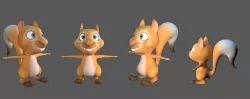 3D Model Cartoon Squirrel Character Mascot Low-poly 3D model