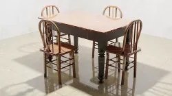 5 Piece Wood and Marble Table Set Low-poly 3D model